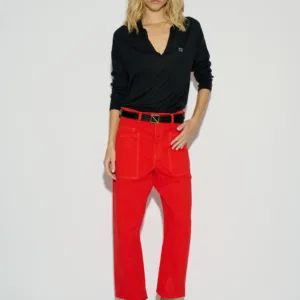 PANTALÓN BRUNA BARREL TIRO MEDIO ROJO