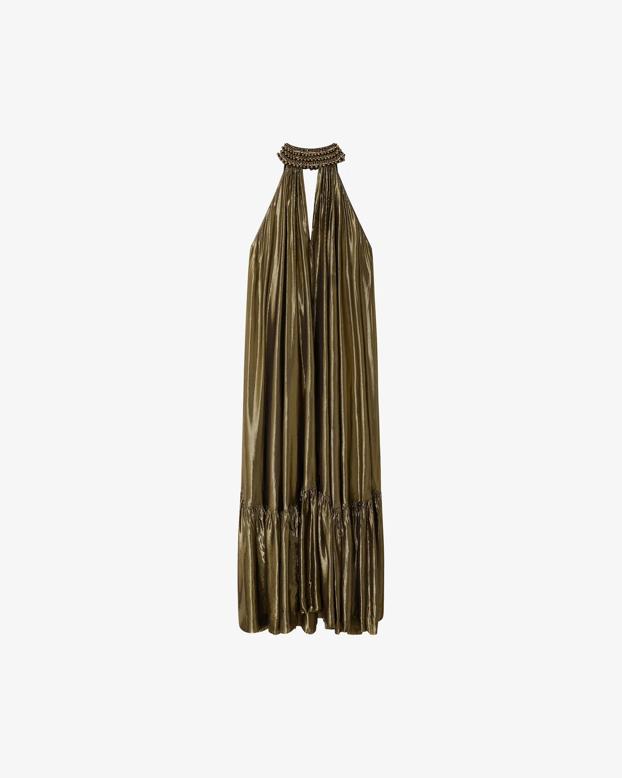 Vestido largo con cuello joya en viscosa lúrex. mesdemoiselles.jpg Vestido largo con cuello joya en viscosa lúrex