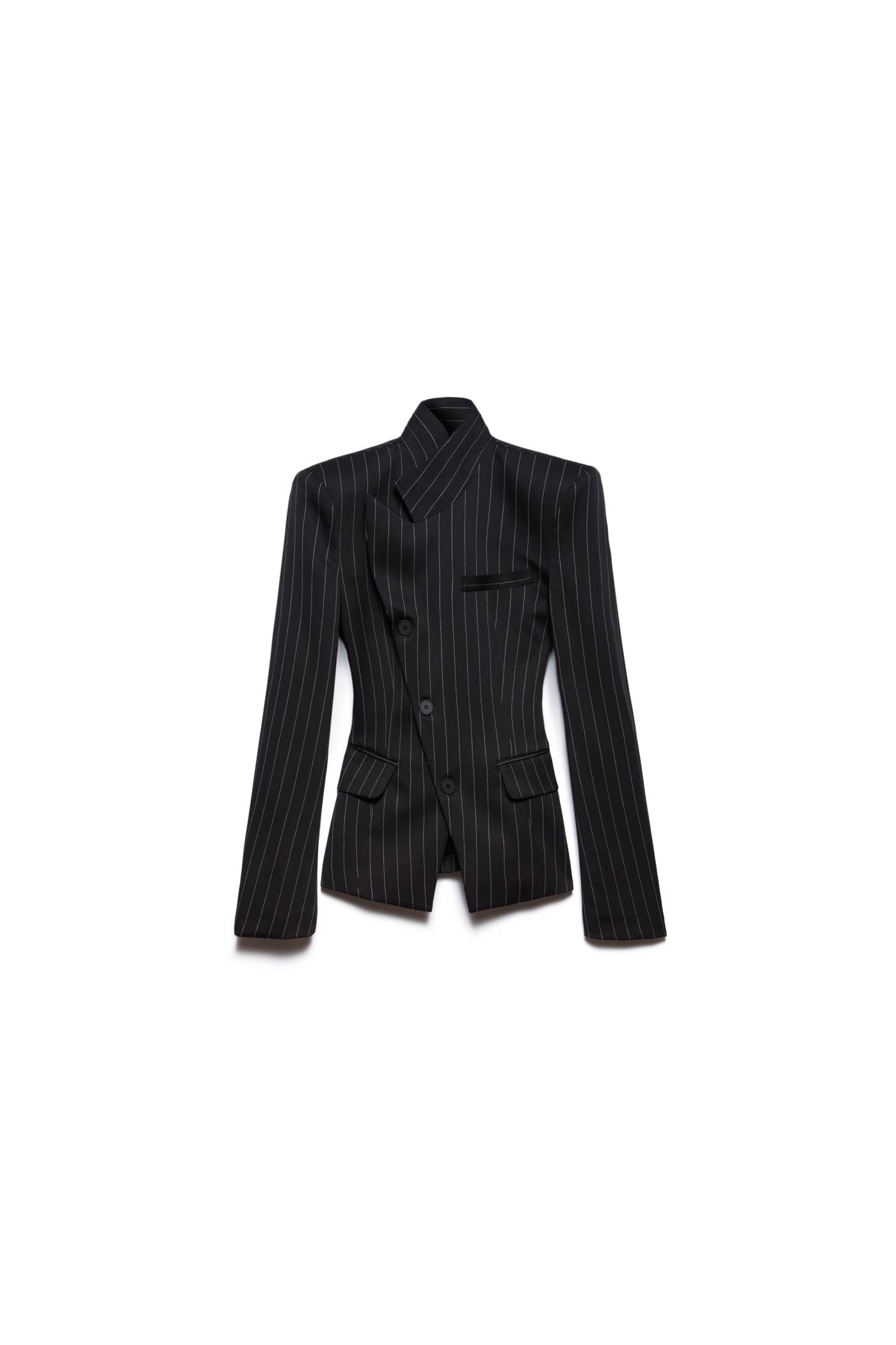 americana entallada con botones y rayas diplomaticas blazer de rayas de corte masculino.