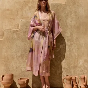 Kimono de seda lurex multicolor
