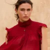 Blusa burdeos manga corta mesdemoiselles