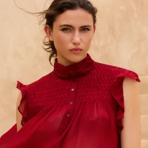 Blusa burdeos manga corta mesdemoiselles