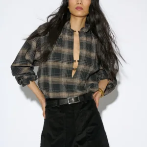 Blusa cuadros negro JULIETTE