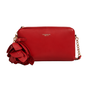 Bolso de piel rojo detalle flor Juliette | TOSCABLU