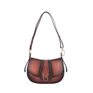 Bolso bandolera Camille de piel en marrón oscuro.