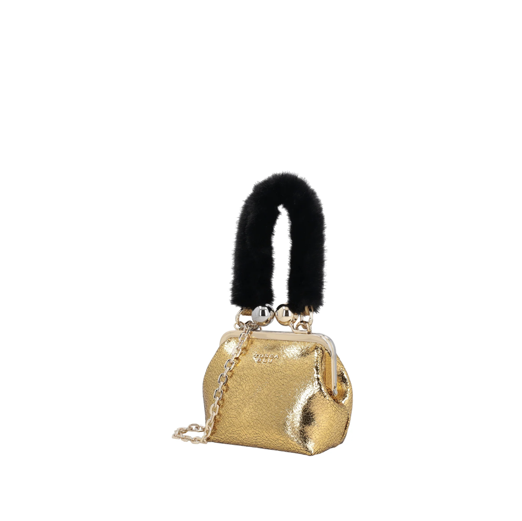 Bolso clutch pequeño Clarisse dorado con efecto craquelado22toscablu Bolso clutch pequeño Clarisse dorado con efecto craquelado. TOSCABLU
