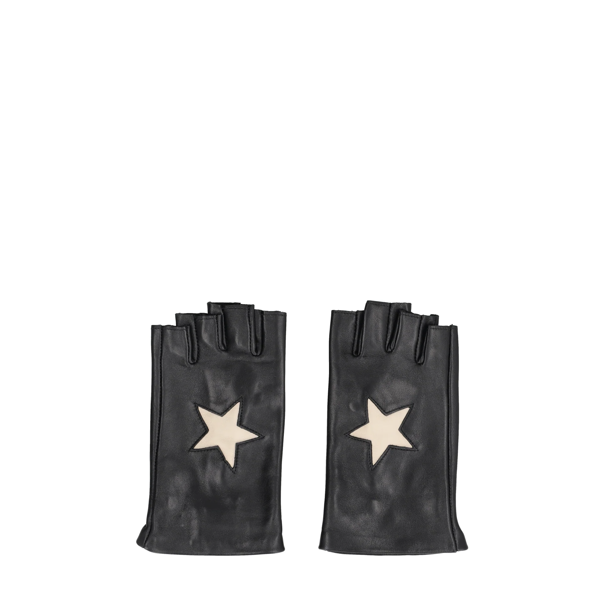 guantes de piel negra con parche de estrella toscablu guantes de piel negra con parche de estrella