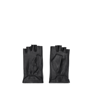 guantes de piel negra con parche de estrella. toscablu