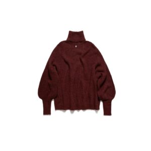 jersey de cuello alto con mangas tipo globo en lana.