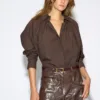 Pantalon aurelia de piel marrón badits