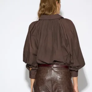 Pantalón Aurelia de piel marrón badits