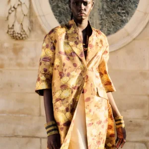 Abrigo de viscosa metalizada con estampado floral | MES DEMOISELLES